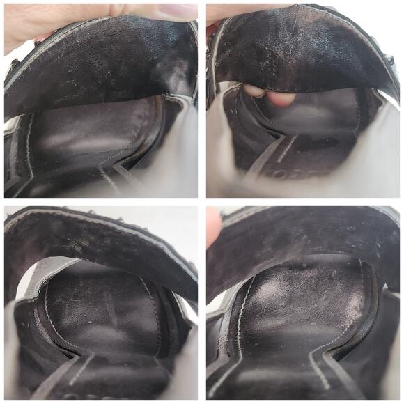 Glam Goth Platform Heels 6.5 Silver Gunmetal Metallic Studded Peep Toe Mary Jane - Picture 10 of 12